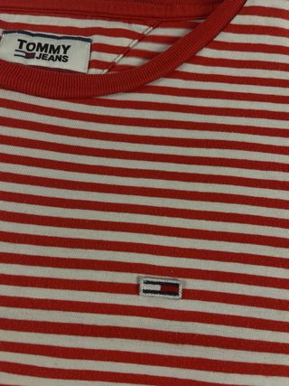 Camiseta Tommy Jeans Rayas Roja Blanca Talla L