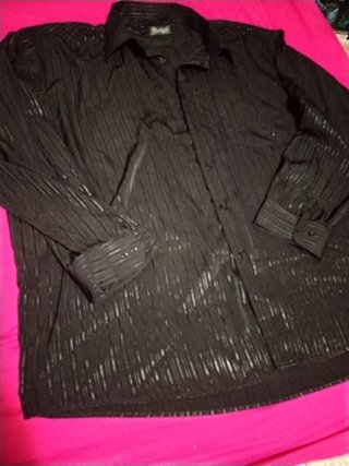 Camisa negra rayas algodón