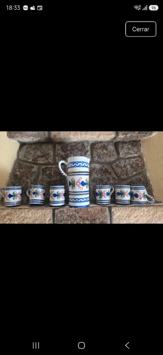 Juego Cerámica Jarra y Tazas Multicolor