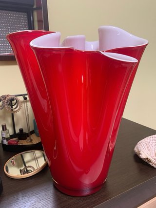 Vaso Merli Cristallo Design Rosso Bianco