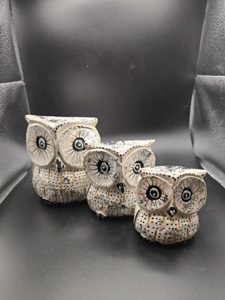 Set di 3 gufi decorativi
