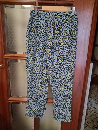 Pantaloni donna fantasia leopardata