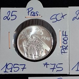 Lote 5 monedas 25 pesetas 1957