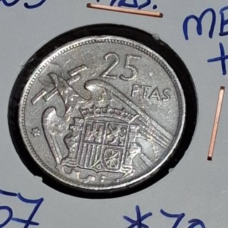 Lote 5 monedas 25 pesetas 1957