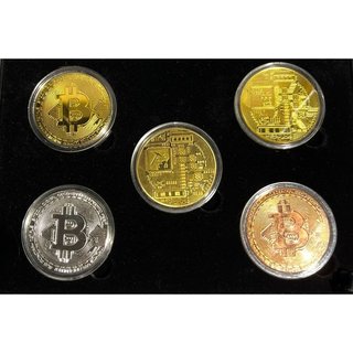 5 Medallas conmemorativas varios tipos de Bitcoins