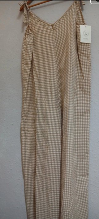 Peto largo cuadros beige
