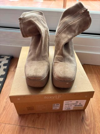 Botines Beige/Marrón con Cremallera