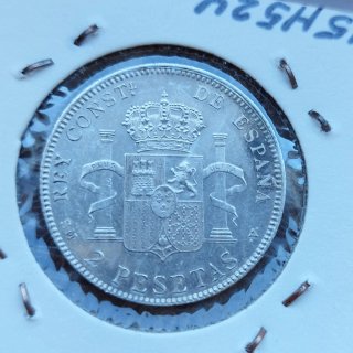 Rare e impeccabili 2 pesetas in argento 1905*05