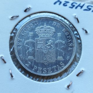 Rare e impeccabili 2 pesetas in argento 1905*05