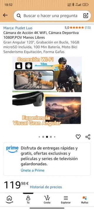 Gafas con cámara 4K WiFi, A ESTRENAR