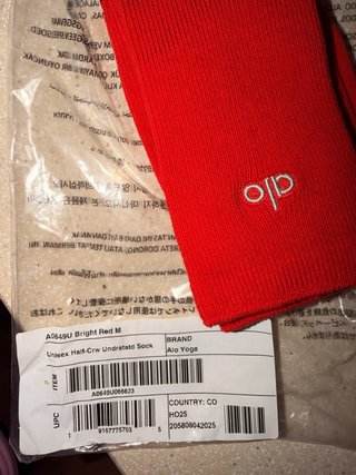 Calcetines Alo Yoga Half-Crew Rojos Talla M