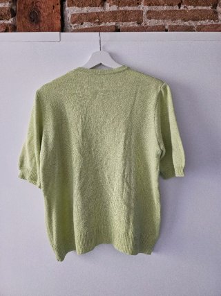 Jersey verde con bordado floral y perlas – talla L