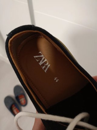 Zapato Blucher Ante Azul Oscuro Zara