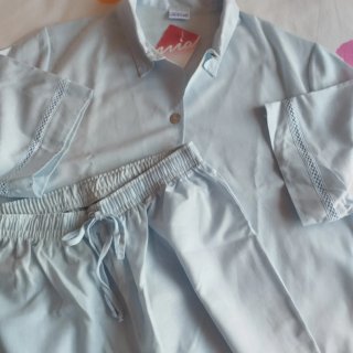 Pijama algodón azul largo mujer nuevo
