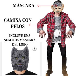 Disfraz Hombre Lobo Talla S/M + 2 Máscaras