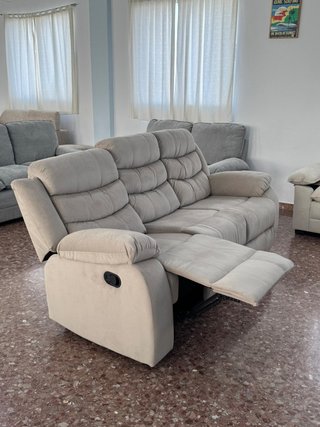 Nuevo! Sofa reclinable beige 3 plazas