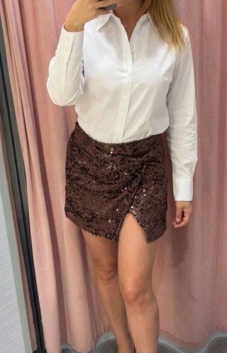 Falda-pantalon Zara lentejuelas marrón T.S
