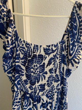 Vestido Sfera Largo Talla M Azul y Blanco