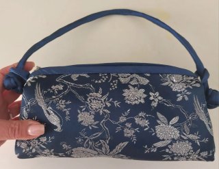 Tracolla Giapponese in seta blu e argento