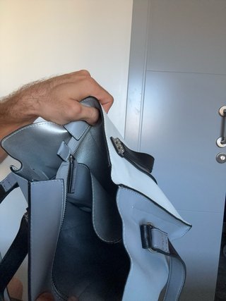 Bolso de hombro Zara blanco y gris
