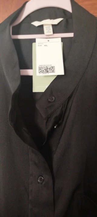 Camisa H&M Talla Grande XXXXL Negra brillante