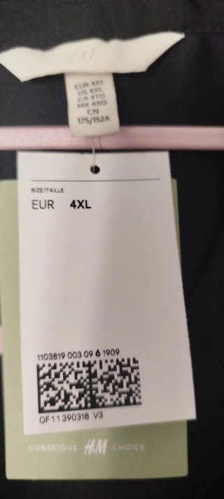 Camisa H&M Talla Grande XXXXL Negra brillante