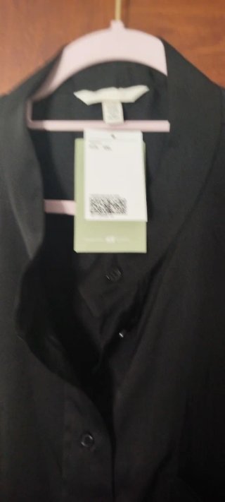 Camisa H&M Talla Grande XXXXL Negra brillante
