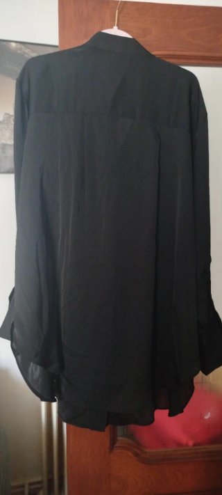 Camisa H&M Talla Grande XXXXL Negra brillante