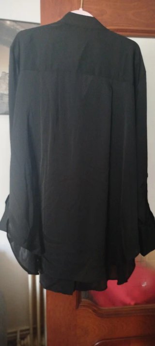 Camisa H&M Talla Grande XXXXL Negra brillante