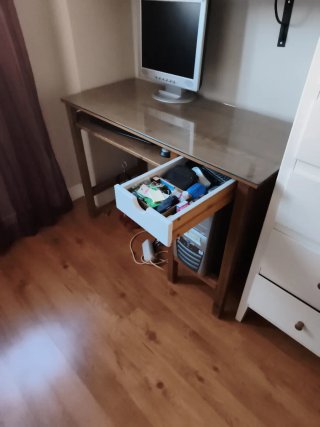 Mesa de estudio/despacho madera y cristal