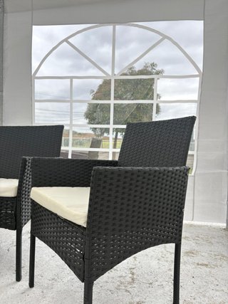 Conjunto Muebles Jardín Ratán Negro y Beige