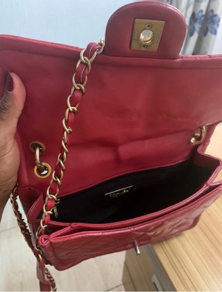 Bolso Chanel Matelassé Rojo Cadena Dorada