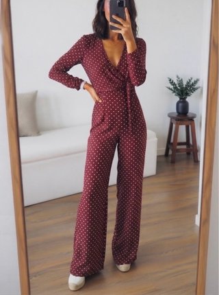 Mono Largo Lunares Burdeos Talla XS