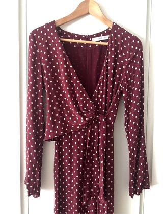 Mono Largo Lunares Burdeos Talla XS