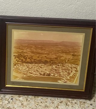 Cuadro antiguo Valdeolivas Cuenca vista aérea
