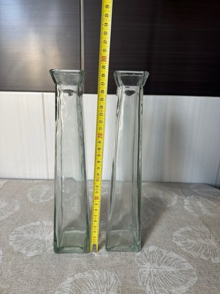 2 Jarrones de cristal cuadrados