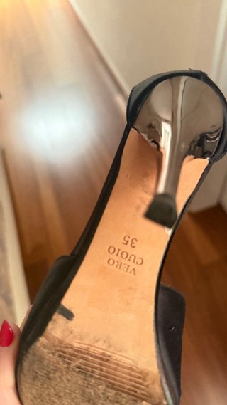 Sandalias negras talla 35 tacón plateado