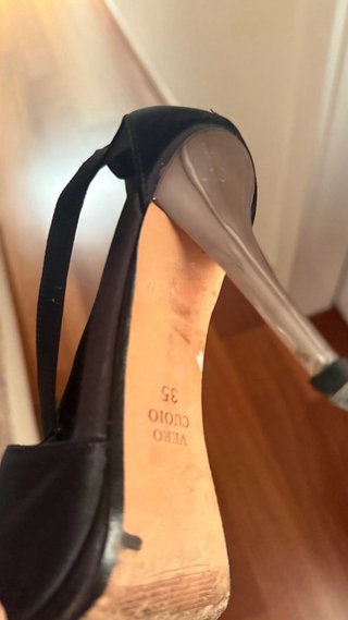Sandalias negras talla 35 tacón plateado