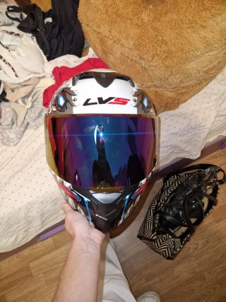 Casco Moto LV5 Azul/Blanco Talla 56 S