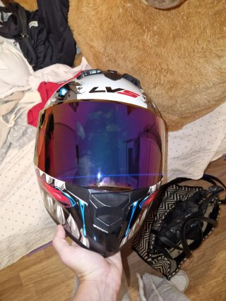 Casco Moto LV5 Azul/Blanco Talla 56 S