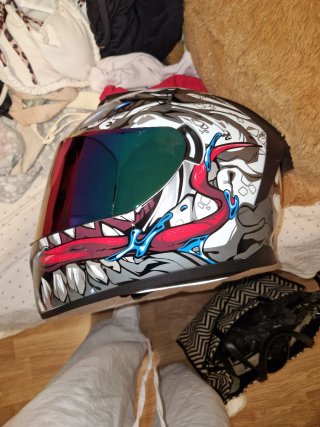 Casco Moto LV5 Azul/Blanco Talla 56 S