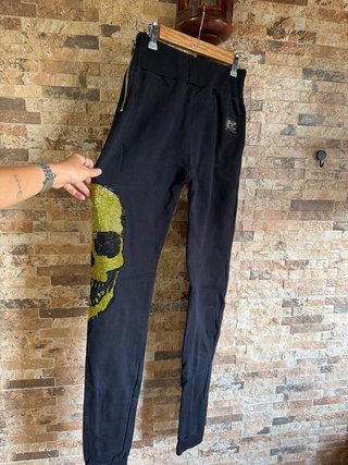Philipp Plein Pantalón Chándal Calavera Dorado