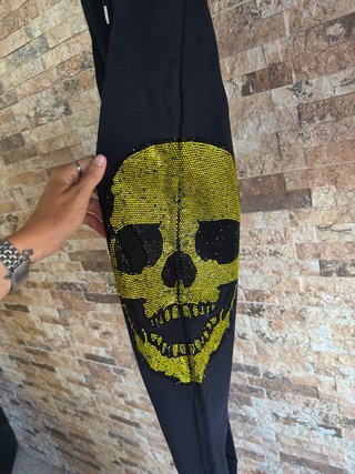 Philipp Plein Pantalón Chándal Calavera Dorado