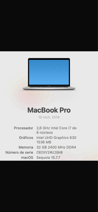MacBook Pro 15” 2018 i7 / 32 GB RAM / 1 TB SSD