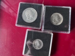 Monedas 50, 20 y 10 centavos Manila  1885