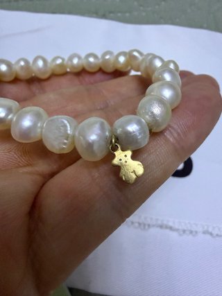 Pulsera Tous Perlas y Oso Dorado Original