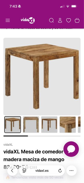 Mesa comedor de madera rústica