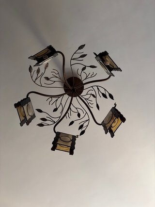 Lámpara de salón de cristal y metal