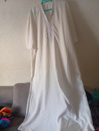 Gandoura Marroquí Blanca Túnica Chil