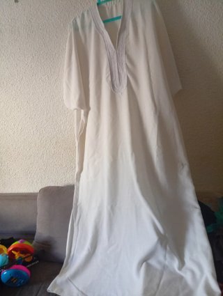 Gandoura Marroquí Blanca Túnica Chil
